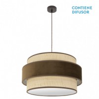Distribuidor - Lâmpadas Diversas | Colgantes Moderno | COLGANTE REYES 3XE27 MARRON/NATURAL-MARRON REGX60X60 CM Ref: 177496002
